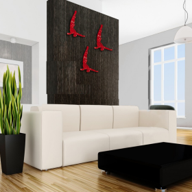 Set of Three Large Wall Divers // Glossy Red