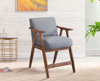 Contemporary Design 1pc Counter Height Chair Stylish Durable Wooden Gray Fabric Upholstery Cushioned Seat Backrest Home Furniture