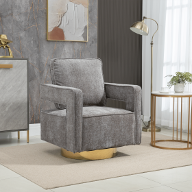 30.7"W Swivel Accent Open Back Chair Modern Comfy Sofa Chair With Gold Stainless Steel Base For Nursery Bedroom Living Room Hotel Office