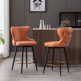 A&A Furniture,Counter Height 25" Modern Leathaire Fabric bar chairs,180° Swivel Bar Stool Chair for Kitchen