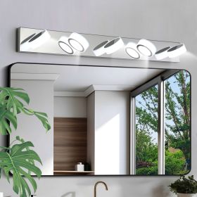 Modern 5-Light LED Vanity Light Fixture - Chrome Finish with Acrylic Light Shades - Energy-Efficient Bathroom Wall Sconce - Dimmable, 37-Inch Length