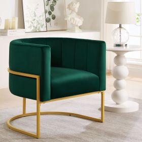 Upholstered Velvet Accent Chair with Golden Metal Stand,Mid-Century Living Room Leisure Chair with Curve Backrest -Jade( Emerald)