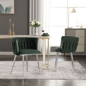 COOLMORE Leisure Dining Chairs Accent Chair Velvet Accent Lounge Chair With Metal Feet 2PC/SET