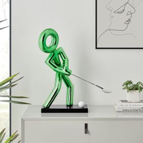 Golf Man Sculpture (Color: Metallic Green)