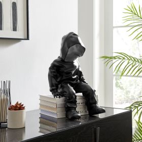 Cool Dude with Hoodie Sculpture (Color: Black & Chrome)