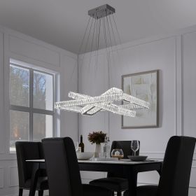 Crystal Elegance LED Chandelier (Color: 3 Rectangles)