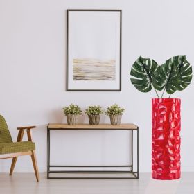 Textured Honeycomb Vase (Color: Red, 36")