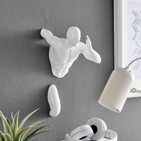 White Wall Runner Man Sculpture (Color: 13")