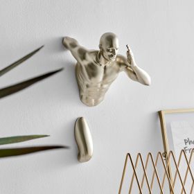 Gold Wall Runner Man Sculpture (Color: 13")