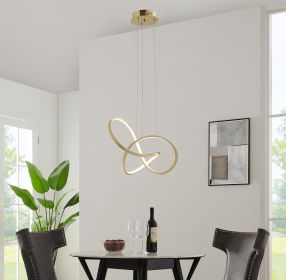 Knotted LED Dimmable Chandelier (Color: Sandy Gold)