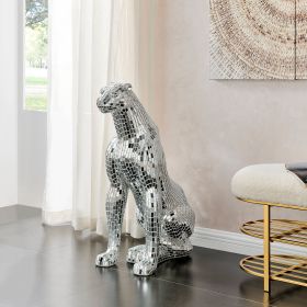 Boli Sitting Panther Sculpture (Color: Glass and Chrome)