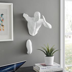 White Wall Runner Man Sculpture (Color: 20")