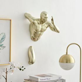 Gold Wall Runner Man Sculpture (Color: 20")