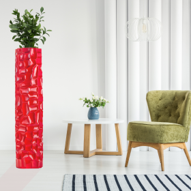 Textured Honeycomb Vase (Color: Red, 52")