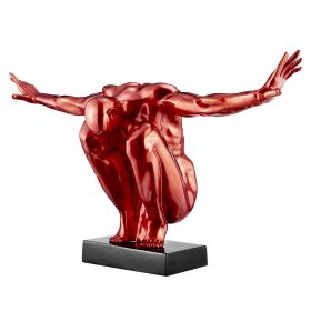 Large Saluting Man Resin Sculpture 37" Wide x 19" Tall (Color: Metallic Red)