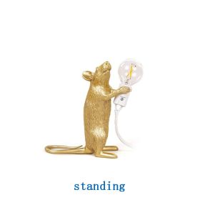 Creative Nordic Resin Mouse Table Lamp Desk LED Night Lights Small Mini Rat Desk Lamps (Type: US-standing, Color: Gold)
