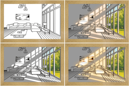 LED Decorative Light Painting Bedside Picture Style Creative Modern Simulate Sunshine Drawing Night Light Gift (Style: Clear day, size: Small (23x17))
