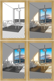 LED Decorative Light Painting Bedside Picture Style Creative Modern Simulate Sunshine Drawing Night Light Gift (Style: Mountains and Rivers, size: Small (23x17))