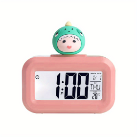 1pc, Mini Alarm Clock, Cute Creative Multifunctional Alarm Clock, Light Desktop Electronic Alarm Clock Cartoon Alarm Clock Without Battery (Color: Green)