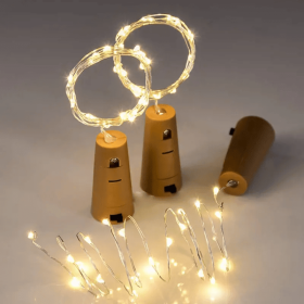 1pc 20 LED Wine Bottle Lights String Light; Mini LED 6.6ft Silver Wire Cork Lights Battery Operated Fairy Mini String Lights For Liquor Bottles Crafts (Color: warm white)