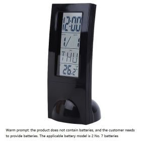 1pc Electronic Clock Simple Portable Display Temperature Desktop Computer Office Hour Clock (Battery Not Included) (Color: Black (without Battery)