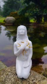 Smurfs Self Healing Series Salvation Goddess Sculpture Resin Crafts Home Courtyard Decoration Car Gifts (Color: Light Green)