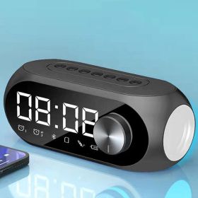 S8 Wireless Bluetooth Speaker HD Led Display Multifunction Stereo Bass Speakers Alarm Clock FM Radio TF Card Aux Music Playback. (Color: Black)
