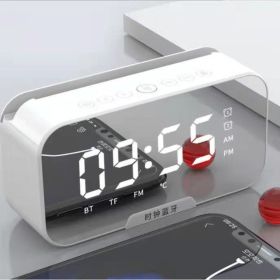 S8 Wireless Bluetooth Speaker HD Led Display Multifunction Stereo Bass Speakers Alarm Clock FM Radio TF Card Aux Music Playback. (Color: S7 WHITE)