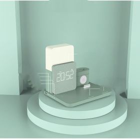 Multifunctional Alarm Clock Wireless Charger Bedroom (Electrical outlet: USB, Color: Light Green)