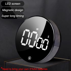 Magnetic Kitchen Timer Rotary Digital Timer Manual Countdown Alarm Clock Mechanical Cooking Timer Cooking Shower Study Stopwatch (Ships From: China, Color: Upgrade black)