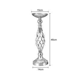 Gold/Silver Wedding Candle Holders Decor Table Centerpiece Pillar Flower Vase Rack Stand Road Lead Floral Bouquet Party Supplies (Ships From: China, Color: Silver Small)
