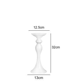 Gold/ Silver/White Metal Candle Holders Flower Vase Candlestick Centerpieces Road Lead Wedding Party Home Table Event Decoration (Ships From: China, Color: Small White)