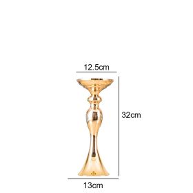 Gold/ Silver/White Metal Candle Holders Flower Vase Candlestick Centerpieces Road Lead Wedding Party Home Table Event Decoration (Ships From: China, Color: small gold)