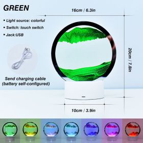 2023 Creative 3D Moving Sand Art Night Light Quicksand Painting Table Lamp LED Lights Hourglass Christmas Gift Home Office Decor (Emitting Color: Green, Ships From: CN)
