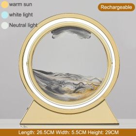 3D Hourglass LED Lamp 360° Moving Sand Art Table Lamp Sandscapes Quicksand Night Light Living Room Accessories Home Decor Gifts (Ships From: China, Color: Gold--Grey 29CM)