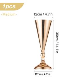 1/2Pcs Metal Candle Holders Flower Vase Centerpiece for Table Decor Candlestick Flower Pillar Road Lead Candelabra Wedding Party (Ships From: CN, Color: 1Pcs-Medium)