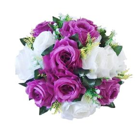 Gold/Silver Wedding Candle Holders Decor Table Centerpiece Pillar Flower Vase Rack Stand Road Lead Floral Bouquet Party Supplies (Ships From: China, Color: White Purple)