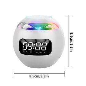 Bluetooth-compatible 5.0 Speaker with LED Digital Alarm Clock Music Player Wireless Ball Shape Clock Speaker Mini BT Speaker (Ships From: China, Color: White)