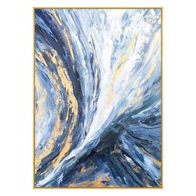 Light Blue Luxury Wall Art Abstract Canvas Oil Painting Style Picture On Canvas Modern Style Poster For Living Room Bedroom No Frame (size: 100X150cm)