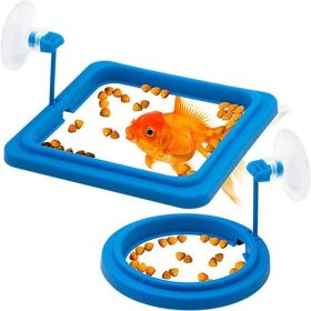 2 Pieces Fish Feeding Ring Aquarium Fish Safe Fixed-Point Floating Fish Food Feeder (Color: Blue, size: Square)