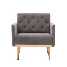 Chair ; leisure single sofa with Rose Golden feet (Color: GREY)