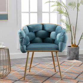 Luxury modern simple leisure velvet single sofa chair bedroom lazy person household dresser stool manicure table back chair (Color: Blue)