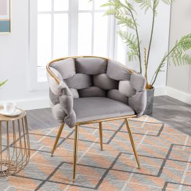 Luxury modern simple leisure velvet single sofa chair bedroom lazy person household dresser stool manicure table back chair gray (Color: as Pic)