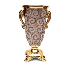 Ambrose Chrome Plated Crystal Embellished Ceramic Vase (Color: as Pic)