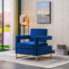 Modern Velvet Accent Chair, Elegant Armchair with Stainless Steel Base (Color: as Pic)