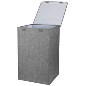 Foldable Laundry Hampers Washing Clothes Laundry Basket with Lid Handles Storage Organizer (Color: GREY)