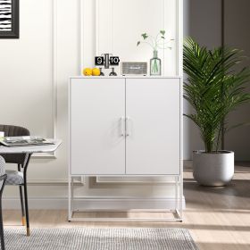 Heavy Duty Metal Buffet Sideboard Modern Steel Storage Cabinet with 2 Shelves, Free Standing Accent Cabinet with Magnetic Doors for Bedroom, Kitchen (Color: as Pic)