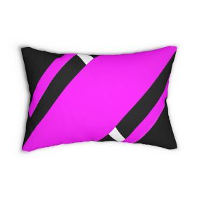 Decorative Lumbar Throw Pillow - Black And Pink Geometric Pattern (Pillow size: 20" �� 14")
