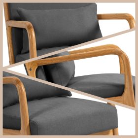 Leisure Chair with Solid Wood Armrest and Feet, Mid-Century Modern Accent Sofa,1 seat (Color: as Pic)